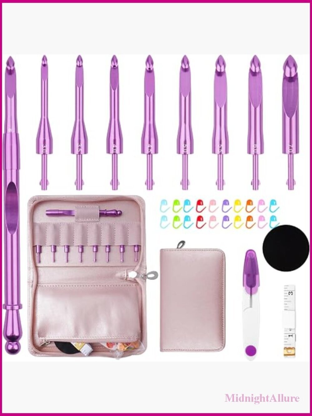 Interchangeable Crochet Hooks Set with Case, 8 Hooks 3-7mm Ergonomic Handle